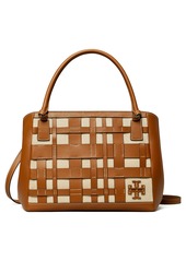 Tory Burch McGraw Canvas & Leather Woven Satchel in Natural/classic Cuoio at Nordstrom