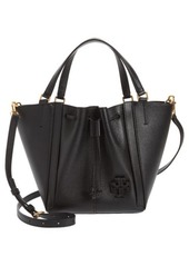 Tory Burch McGraw Drawstring Leather Satchel in Black at Nordstrom