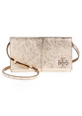 Tory Burch McGraw Metallic Leather Crossbody Wallet