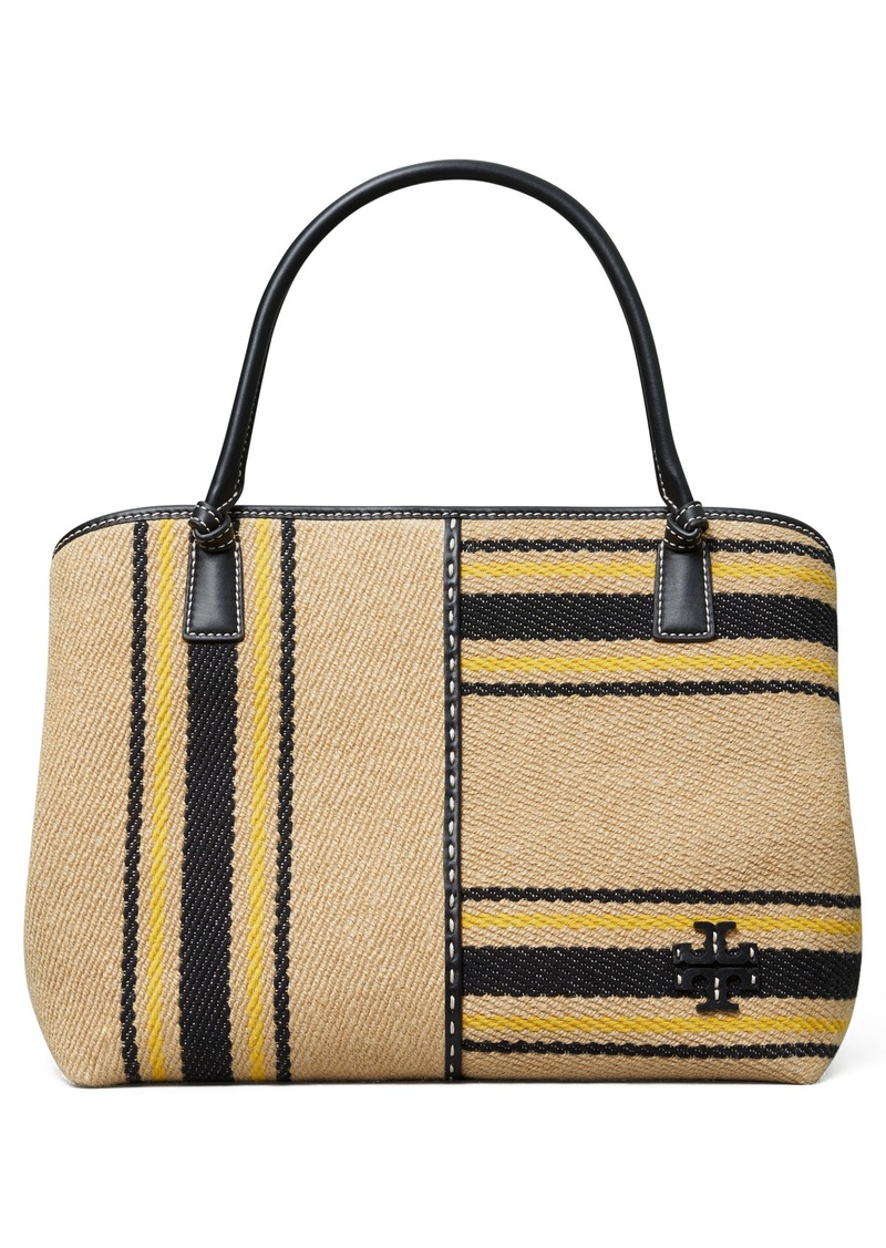 Tory Burch McGraw Stripe Canvas Tote in Natural /Black at Nordstrom