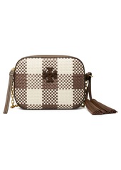 Tory Burch McGraw Woven Plaid Camera Bag in Cold Brew at Nordstrom