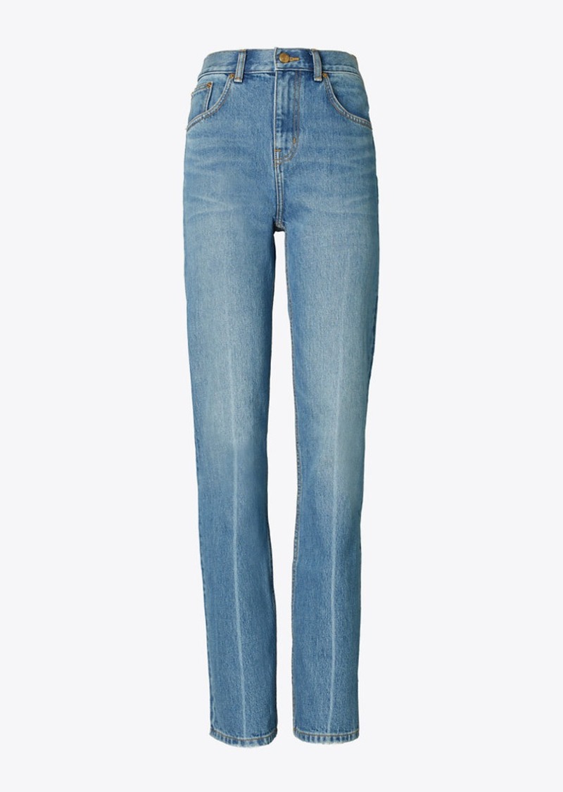 Tory Burch Mid-Rise Slim Straight Jean