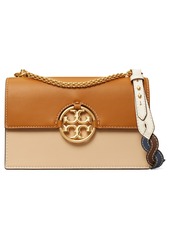 Tory Burch Miller Colorblock Leather Flap Shoulder Bag in Brie /Almond Flour at Nordstrom