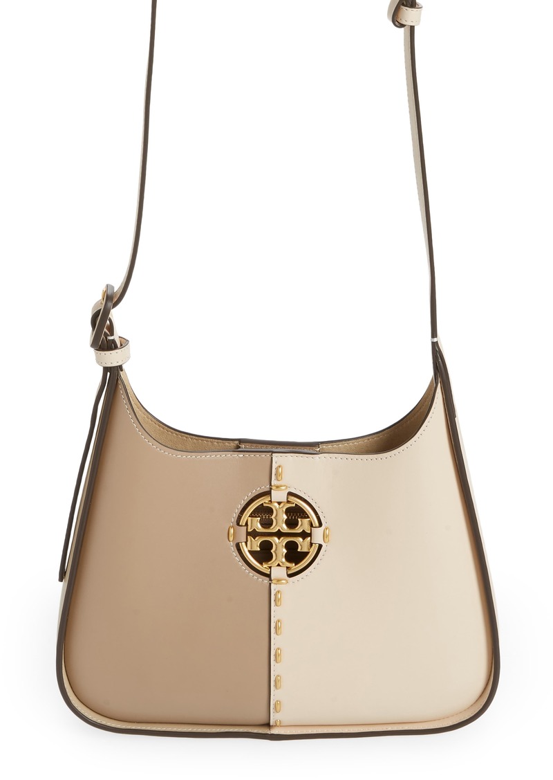 Tory Burch Miller Colorblock Small Leather Crossbody Bag in Brie /Almond Flour at Nordstrom