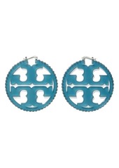 Tory Burch Miller Crystal Resin Hoop Earrings