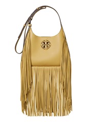 Tory Burch Miller Fringe Small Leather Shoulder Bag in Beeswax at Nordstrom