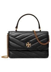 Tory Burch Mini Kira Chevron Quilted Leather Top Handle Wallet on a Chain