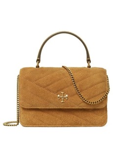 Tory Burch Mini Kira Chevron Quilted Suede Top Handle Bag