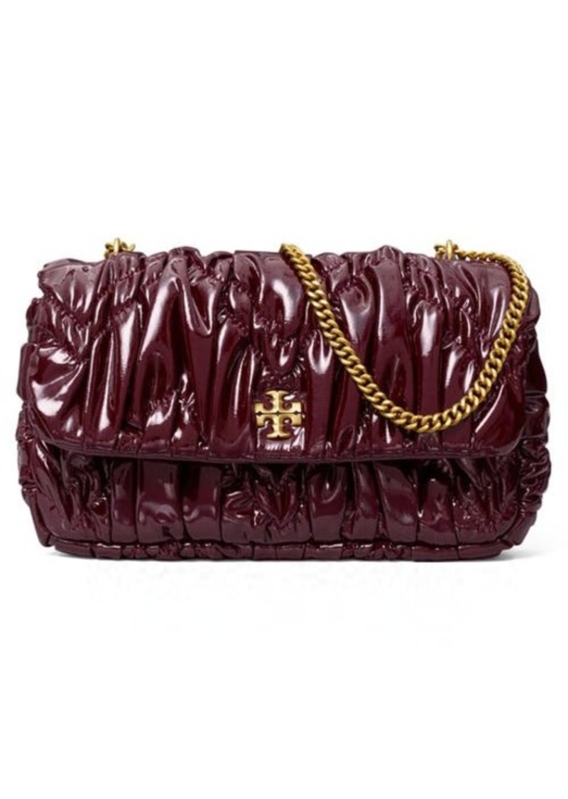 Tory Burch Mini Kira Ruched Patent Leather Shoulder Bag in Albarossa at Nordstrom