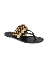 Tory Burch Patos Coin Thong Sandal in Perfect Black/Perfect Black at Nordstrom