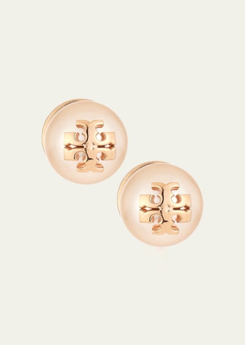 Tory Burch Pearly Logo Stud Earrings