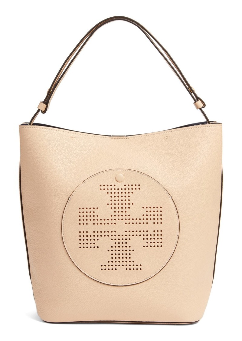 Tory Burch Ivory Perforated Logo City Hobo Purse 