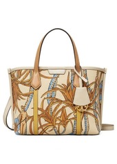 Tory Burch Perry Print Canvas Small Triple Compartment Tote in French Cream Climbing Palms at Nordstrom