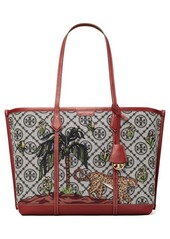 Tory Burch Perry T Monogram Jacquard Embroidered Triple Tote