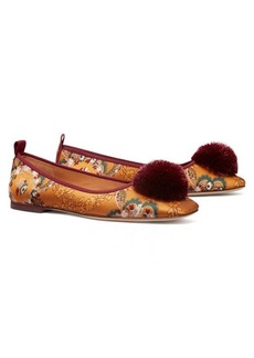 Tory Burch Pompom Ballet Flat in Yellow at Nordstrom