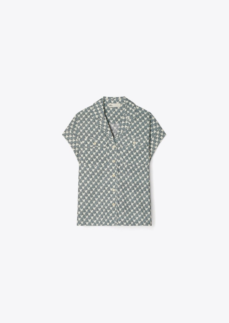 Tory Burch Printed Cotton Poplin Camp Shirt