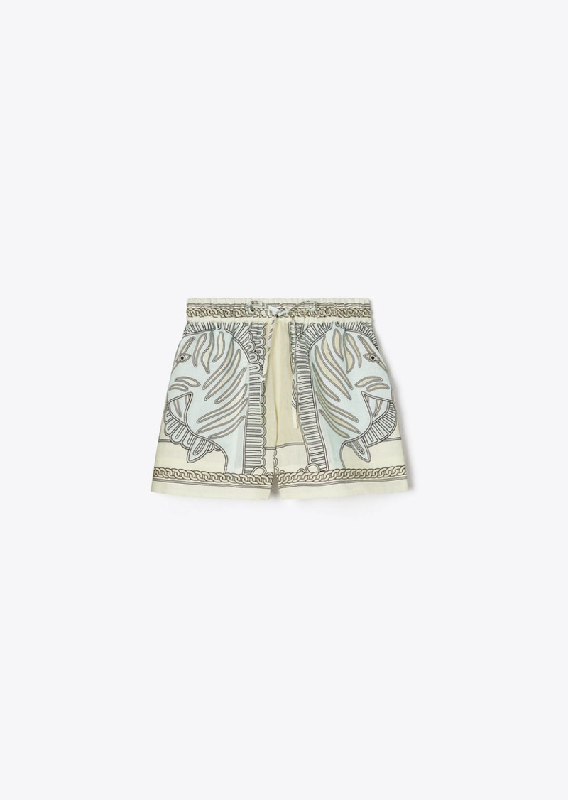 Tory Burch Printed Linen Camp Short