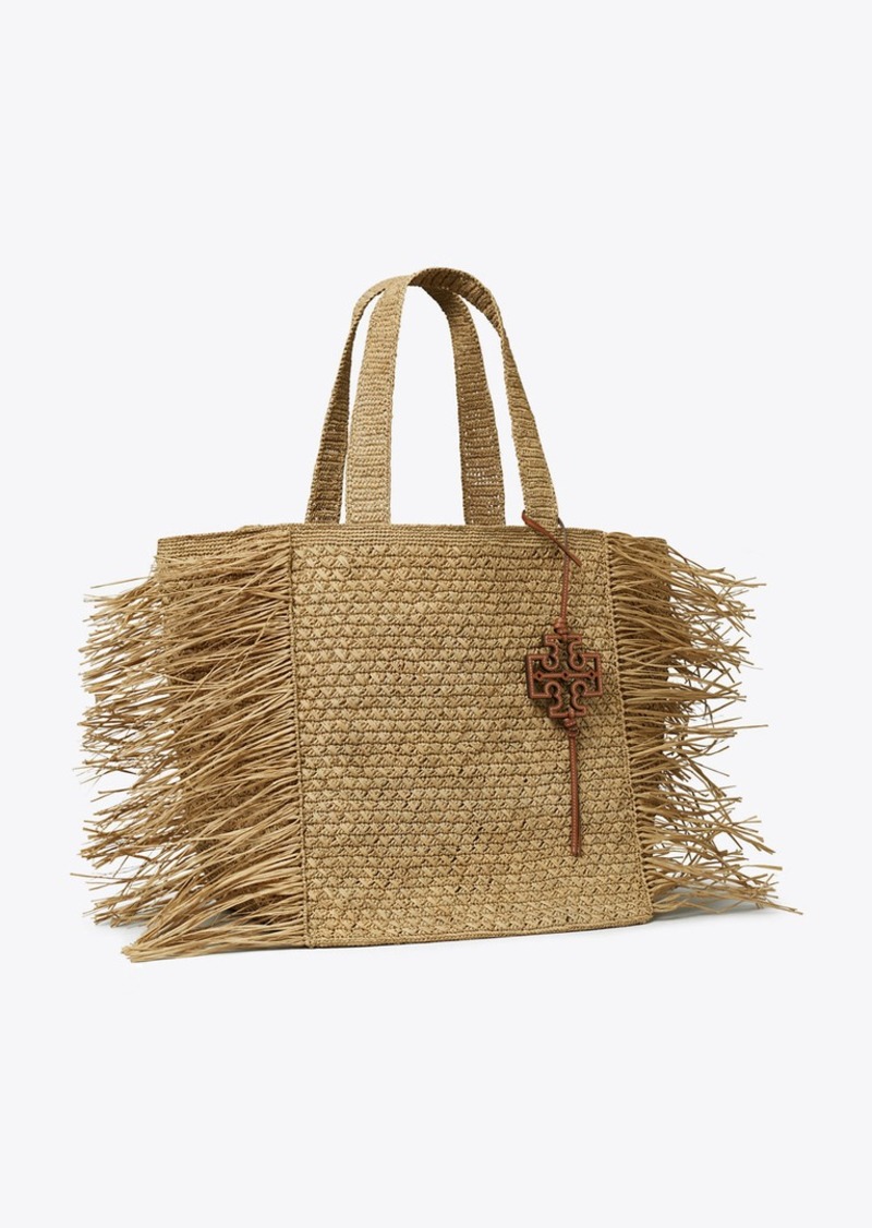 Tory Burch Raffia Fringe Tote