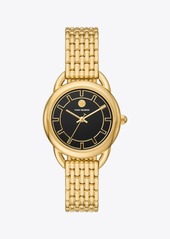 Tory Burch Ravello Watch, Black/Gold-Tone Stainless Steel, 32 x 40 MM