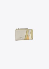 Tory Burch Robinson Colorblock Patchwork Top-Zip Card Case