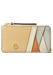 Tory Burch Robinson Patchwork Leather Top Zip Card Case
