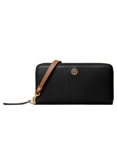 Tory Burch Robinson Pebble Leather Zip Around Continental Wallet