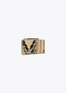 Tory Burch Robinson Snake Embossed Zip Card Case