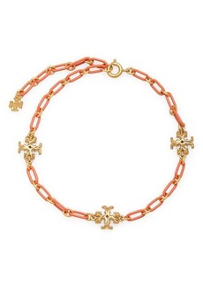 Tory Burch Roxanne Chain Bracelet in Rolled Tory Gold /Coral at Nordstrom