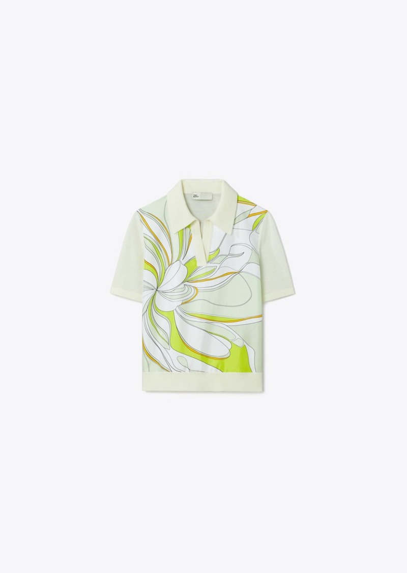 Tory Burch Silk Front Polo Shirt