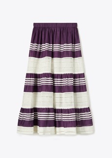 Tory Burch Striped Cotton Midi Skirt