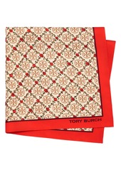 Tory Burch T Monogram Climbing Rose Silk Square Scarf in Hazel /Tory Red at Nordstrom