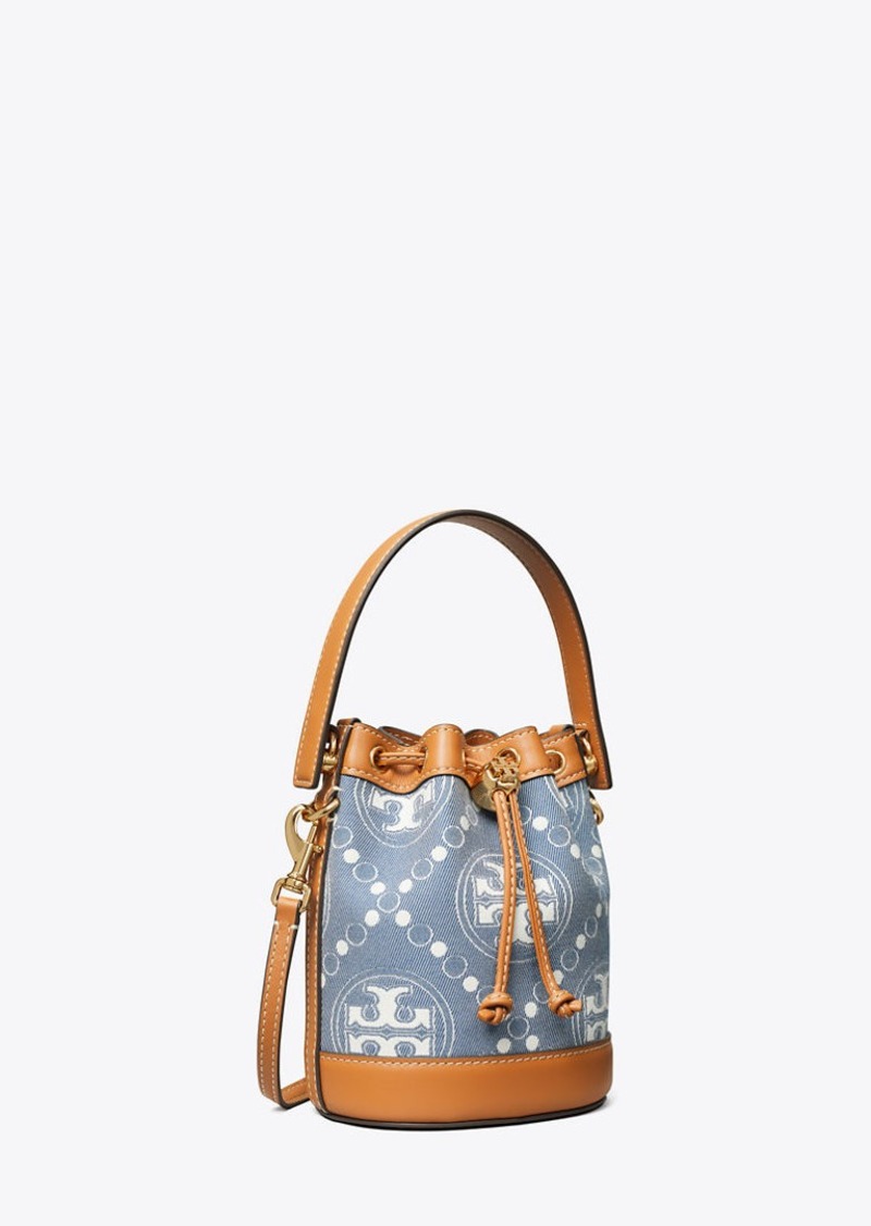 Tory Burch T Monogram Denim Mini Bucket Bag