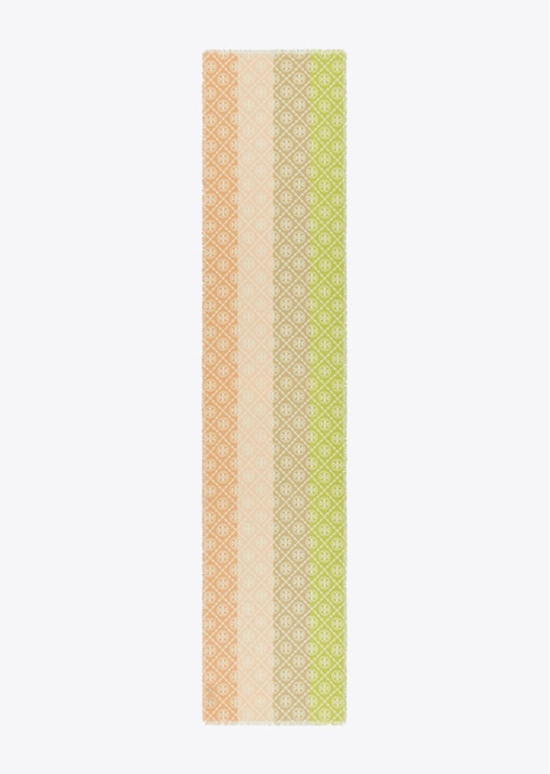 Tory Burch T Monogram Multi-Stripe Oblong Scarf