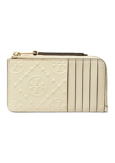 Tory Burch T Monogram Patent Embossed Leather Zip Card Case