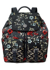 Tory Burch Virginia Mixed Print Recycled Nylon Backpack in Red Retro Print/Lyonnaise at Nordstrom