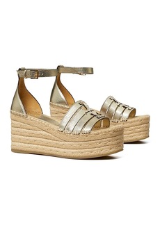 Tory Burch Women's Ines Cage Ankle Strap Espadrille Platform Wedge Sandals