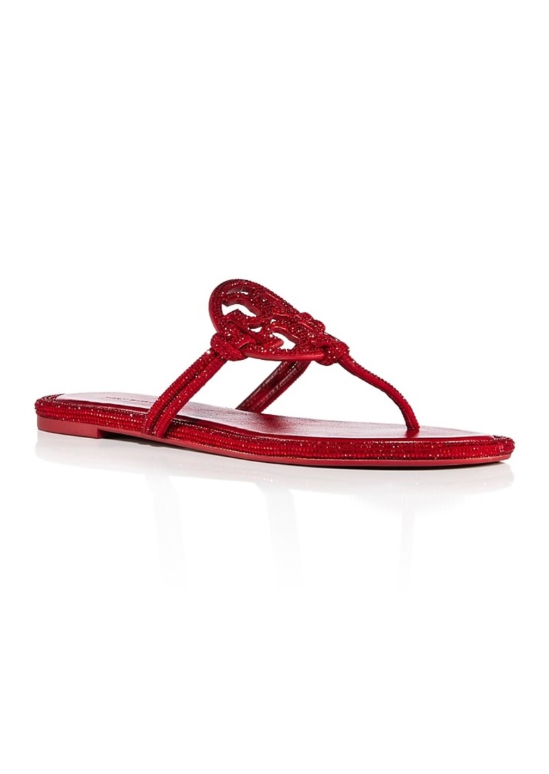 Tory Burch Women's Miller Knotted Emblem Slip On Thong Sandals