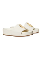 Tory Burch Women's Patos Gold Tone Medallion Leather Slide Sandals