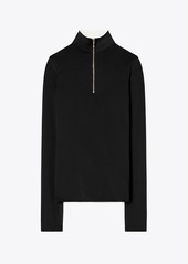 Tory Burch Zip Front Long-Sleeve Jersey Top