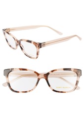 Tory Burch 52mm Square Optical Glasses in Havana/Blush at Nordstrom