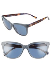 Women's Tory Burch 55mm Cat Eye Sunglasses - Light Blue/ Blue Solid