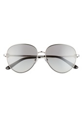 Tory Burch 56mm Gradient Pilot Sunglasses in Silver/Light Grey Gradient at Nordstrom