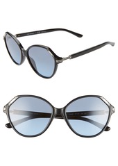 Tory Burch 57mm Cat Eye Sunglasses in Black/Blue Gradient at Nordstrom