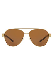 Tory Burch 57mm Pilot Aviator Sunglasses in Gold/Brown at Nordstrom