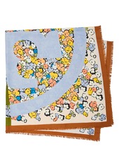 Tory Burch Colorblock Floral Square Wool & Silk Scarf in Multi at Nordstrom