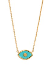 Tory Burch Evil Eye Pendant Necklace in Rolled Brass Turquoise at Nordstrom