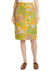 Tory Burch Floral Print Twill Pencil Skirt