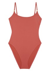 Tory Burch High Leg One-Piece Swimsuit in Ashberry at Nordstrom