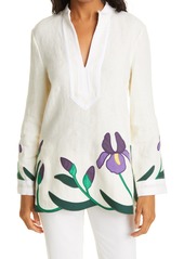 Women's Tory Burch Iris Embroidered Linen Tunic