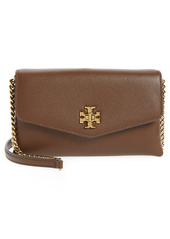 Tory Burch Kira Pebble Leather Wallet on a Chain in Fudge at Nordstrom